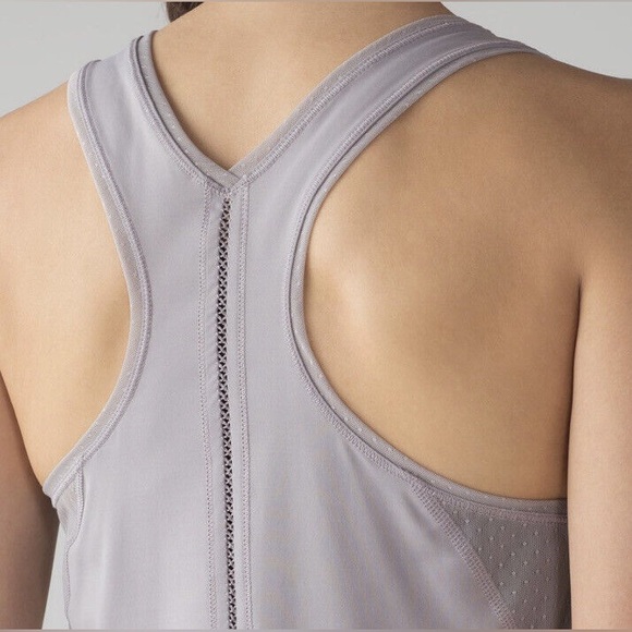 Lululemon Embodiment Tank Top - Lace Cutouts - Dark Chrome - Size 10 workout run - Picture 4 of 8